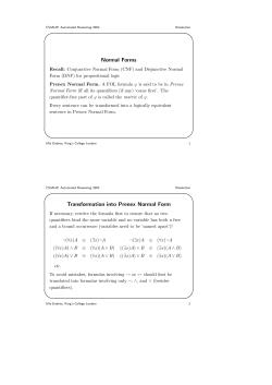 Normal Forms Transformation into Prenex Normal Form