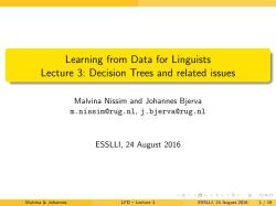 Learning from Data for Linguists Lecture 3: Decision Trees and