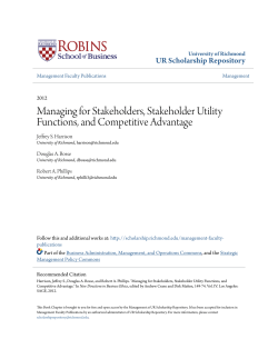Managing for Stakeholders, Stakeholder Utility Functions, and