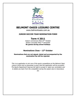 BELMONT OASIS LEISURE CENTRE www.belmontoasis.com.au