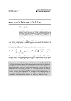 A short proof of the formula of Fa`a di Bruno