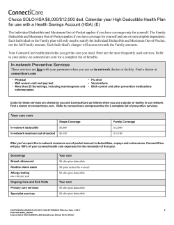 Choice SOLO HSA $6,000/$12,000 ded. Calendar year High