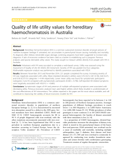 Quality of life utility values for hereditary haemochromatosis in