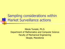 Nikola Tuneski, Sampling considerations within Market