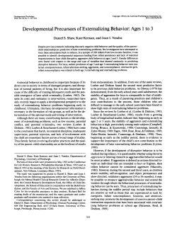 Developmental Precursors of Externalizing Behavior: Ages 1 to 3