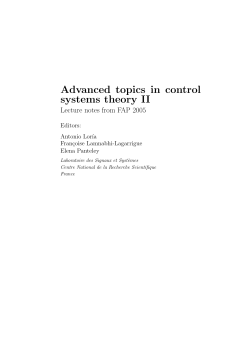 Advanced topics in control systems theory II