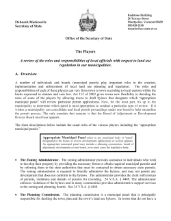 The Players A review of the roles and responsibilities of local