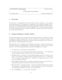 CTR mode of operation 1 Overview 2 Chosen Plaintext Attack (CPA)
