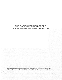 the basics for non-profit organizations and charities