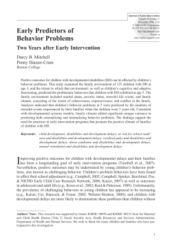 Early Predictors of Behavior Problems