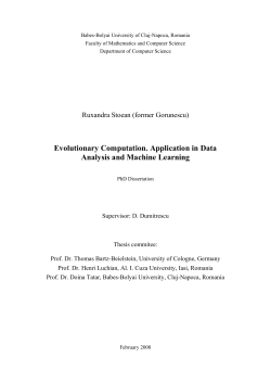 Evolutionary Computation. Application in Data Analysis and