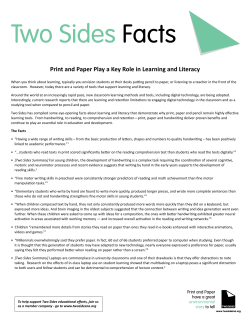 Print and Paper Play a Key Role in Learning and Literacy