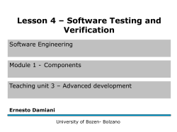A Perspective on Testing (2)