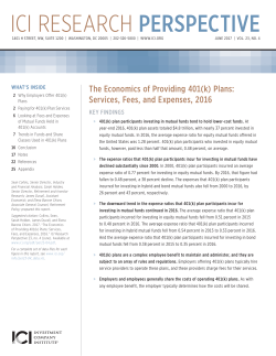 Plans: Services, Fees, and Expenses, 2016