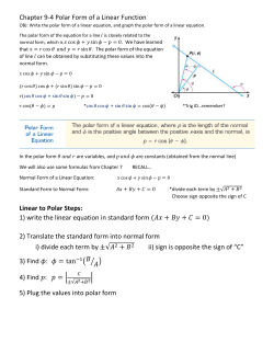 Ch 9-4 Polar form of a Linear Equation