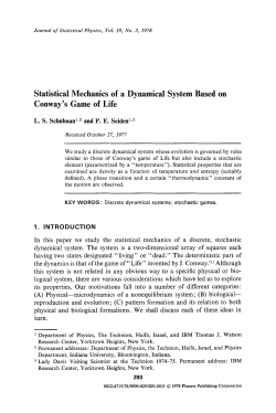 Statistical Mechanics of a Dynamical System Based on Conway`s