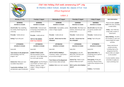 Activities wc 31st July 2017