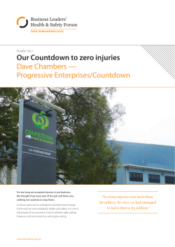 Our Countdown to zero injuries Dave Chambers &mdash; Progressive