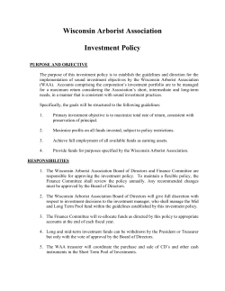 Investment Policy - Wisconsin Arborist Association