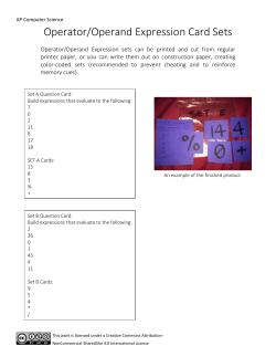 AP Computer Science Operator/Operand Expression Card Sets