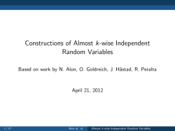 Constructions of Almost k-wise Independent Random Variables