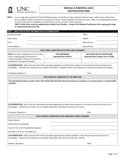 Medical Leave &ndash; Medical Certification Form