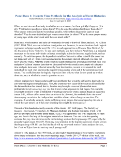 Panel Data 1: Discrete Time Methods for the Analysis of Event