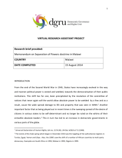 Memorandum on Separation of Powers doctrine in Malawi
