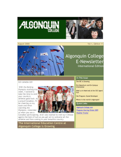 August 2008 Vol 1, Edition 11 Algonquin College E