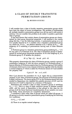A CLASS OF DOUBLY TRANSITIVE PERMUTATION GROUPS