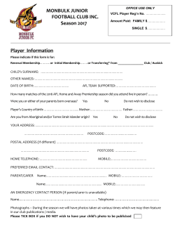 2017 MJFC - Medical Registration Form