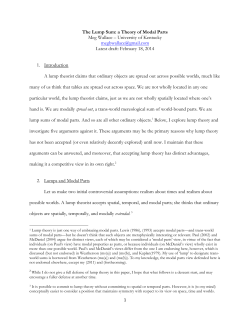 The Lump Sum: a Theory of Modal Parts Meg Wallace &ndash; University