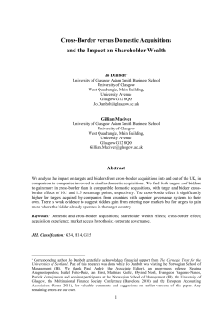 Cross-Border versus Domestic Acquisitions and the Impact on
