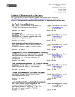 General Scholarships/All Majors - San Francisco State University