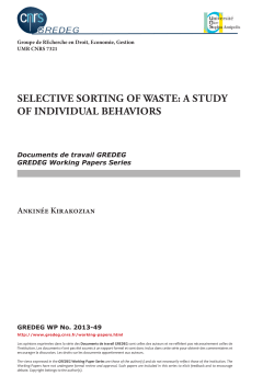 Selective Sorting of Waste: A Study of Individual Behaviors