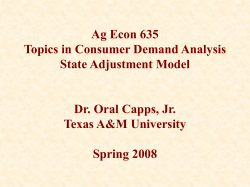 Topics in Consumer Demand Analysis Slides
