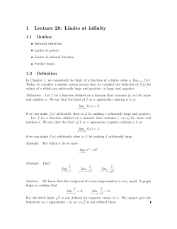 1 Lecture 28: Limits at infinity