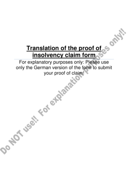 Translation of the proof of insolvency claim form