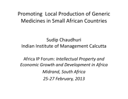 Promoting Local Production of Generic Medicines in Small
