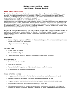 Medford American Little League Local Rules – Rookies Baseball