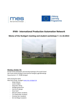 IPAN - International Production Automation Network Memo of the