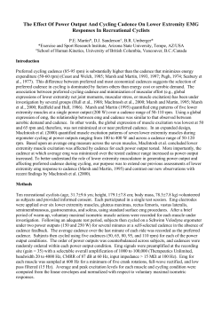 The Effect Of Power Output And Cycling Cadence On Lower