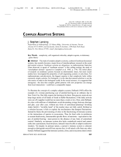 COMPLEX ADAPTIVE SYSTEMS J. Stephen Lansing
