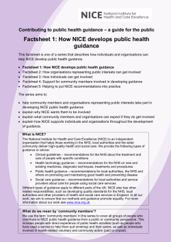 Factsheet 1: How NICE develops public health guidance