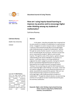 Using A Living Theory Methodology In Improving Practice And