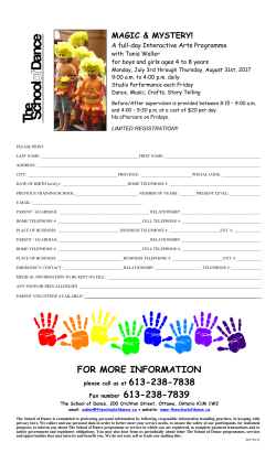 FOR MORE INFORMATION Fax number 613-238-7839