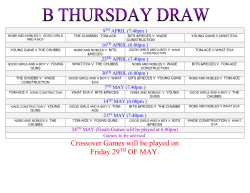 Crossover Games will be played on Friday 29 OF MAY.