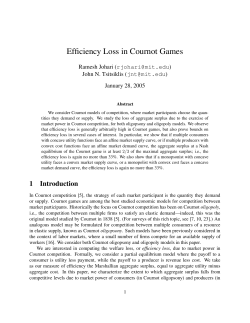 Efficiency Loss in Cournot Games