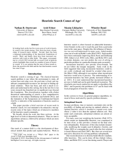 Heuristic Search Comes of Age - Carnegie Mellon School of