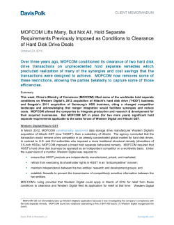 MOFCOM Lifts Many, But Not All, Hold Separate